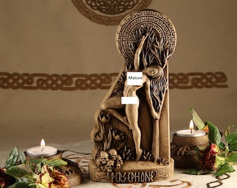 Persephone statue, Greek sculpture, Greek mythology Greek goddess statue Kore statue Goddess of spring Persephone altar Hades Wood sculpture