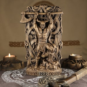 Norse pagan Borr, Odin statue Norse gods, Asatru Viking Wooden statue Norse mythology Valhalla Wood carving Odin Viking decor Wood sculpture