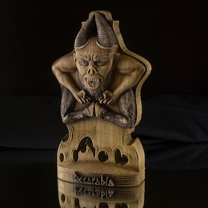 Decarabia, Demon statue Goetia Wooden sculpture Lucifer altar statue Sigil of decarabia, Gothic, Lucifer, Belial Satan statue Occult decor
