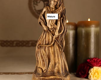 Estatua de Artemisa: Diosa griega Diana, Escultura de madera Talla de madera Mitología griega Altar