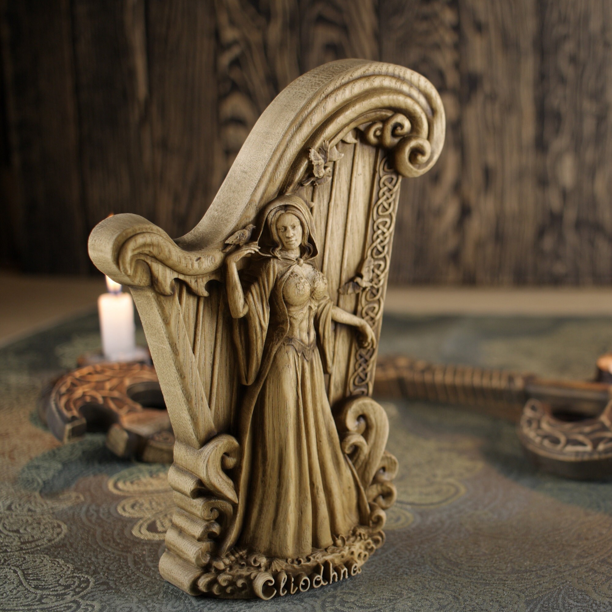 Celtic Goddess Cliodhna Goddess Statue Wooden Statue Norse Etsy UK