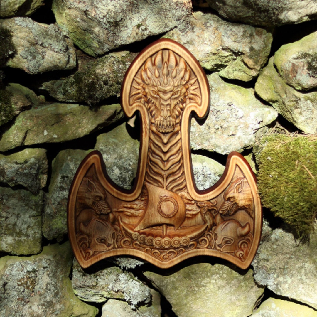 Thors Hammer, Mjolnir, Viking Hammer, Wood Carving Mjolnir Hammer ...