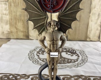 Demon Gaap Statue, Goetia Sigil, Occult Wooden Decor Demonology Art Sculpture Gothic Occult