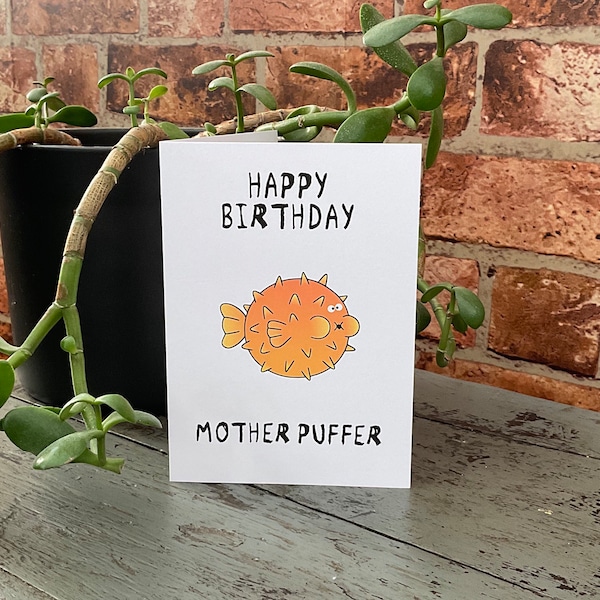 Birthday Card, Puffer Fish Card, Puffer Fish Birthday Card, Gifts For Him, Gifts For Her, Personalised Gift, Personalised Card, Puffer Fish