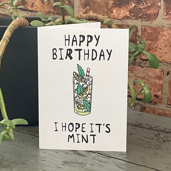 Mojito Card, Mojito Birthday Card, Cocktail Lovers Card, Gifts For Him, Gifts For Her, Personalised Gift, Personalised Card, Cocktail Card,