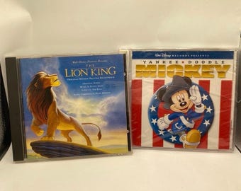90's Disney's The Lion King & Mickey Mouse Yankee Doodle CD's Kid's Music Movie Bundle Cartoon Musical