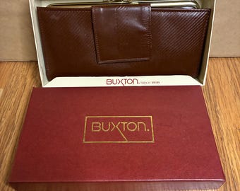 Vintage New Buxton The Much Clutch Women's Burgundy Brown Wallet Coin Purse.