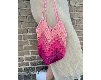 crochet bag, crochet bag, pink bag, shoulder bag, handmade bag, pink crochet bag
