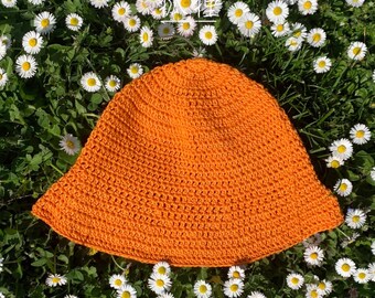 crochet hat, cotton hat, fishertora hat, crochet hat, fisherman hat, beanie hat, orange beanie hat