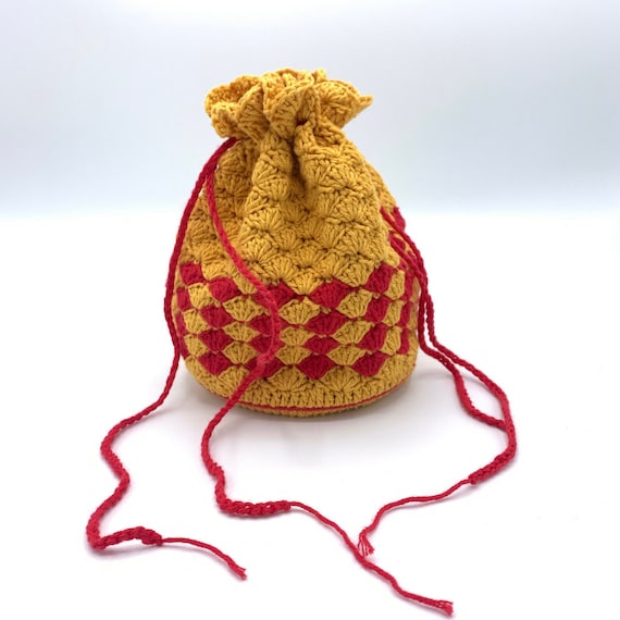 crochet bag, mini bag, pocket, easter bag, sacche colorate, crochet pocket, crochet mini bag, borsa all'uncinetto, borsa con coulisse