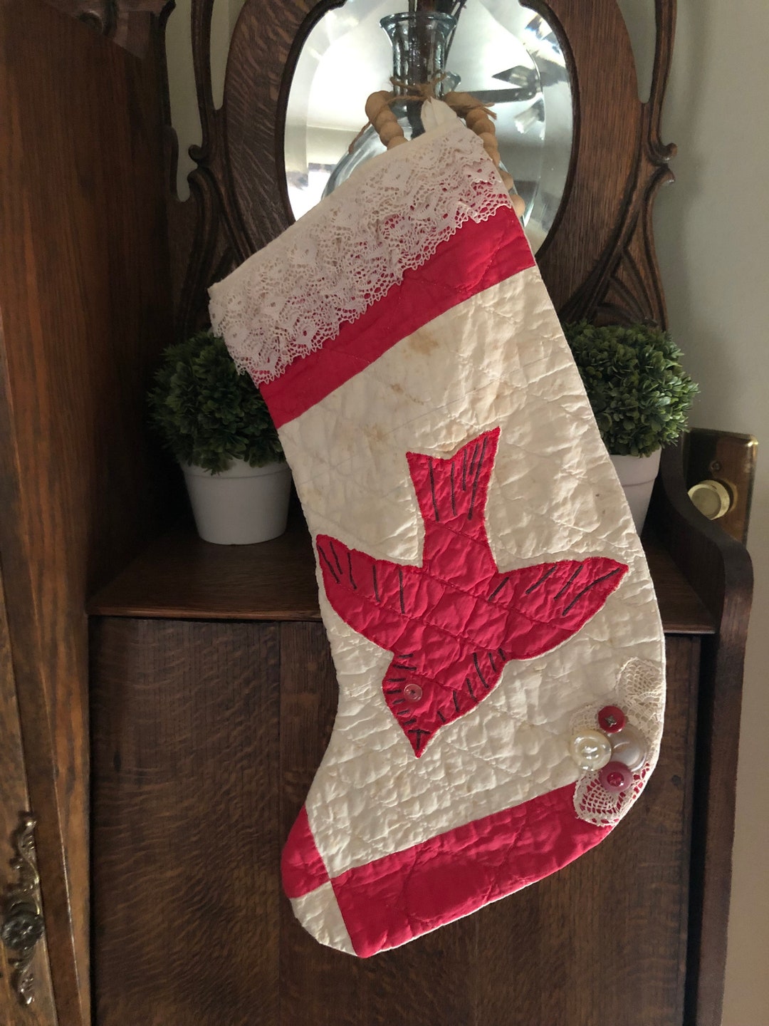 Vintage Quilted Christmas Stocking Etsy