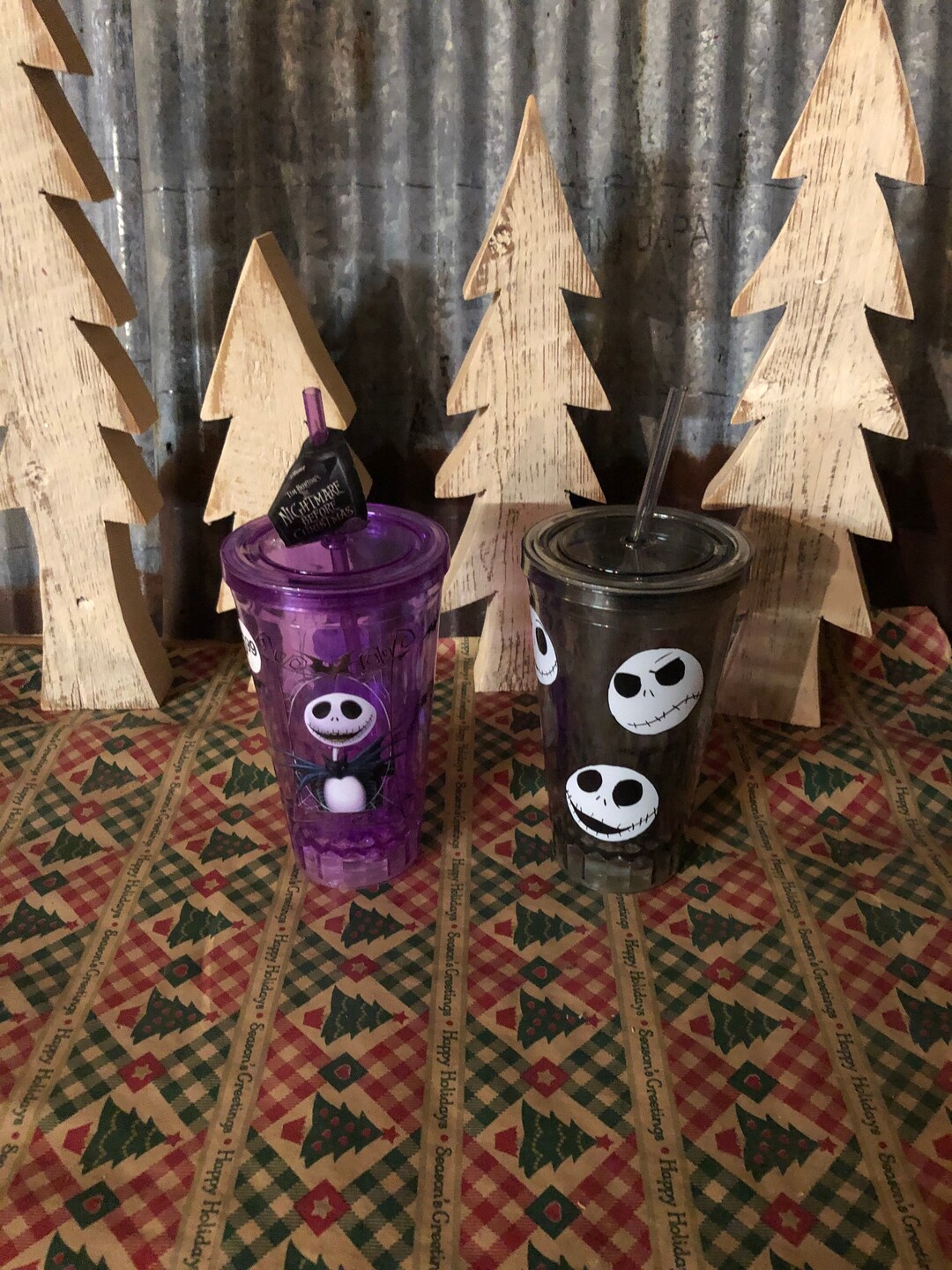 Nightmare Before Christmas Glasses With Straws Etsy
