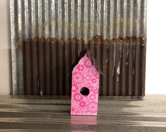 Butterflies & Bubblegum Pink Cedar Birdhouse