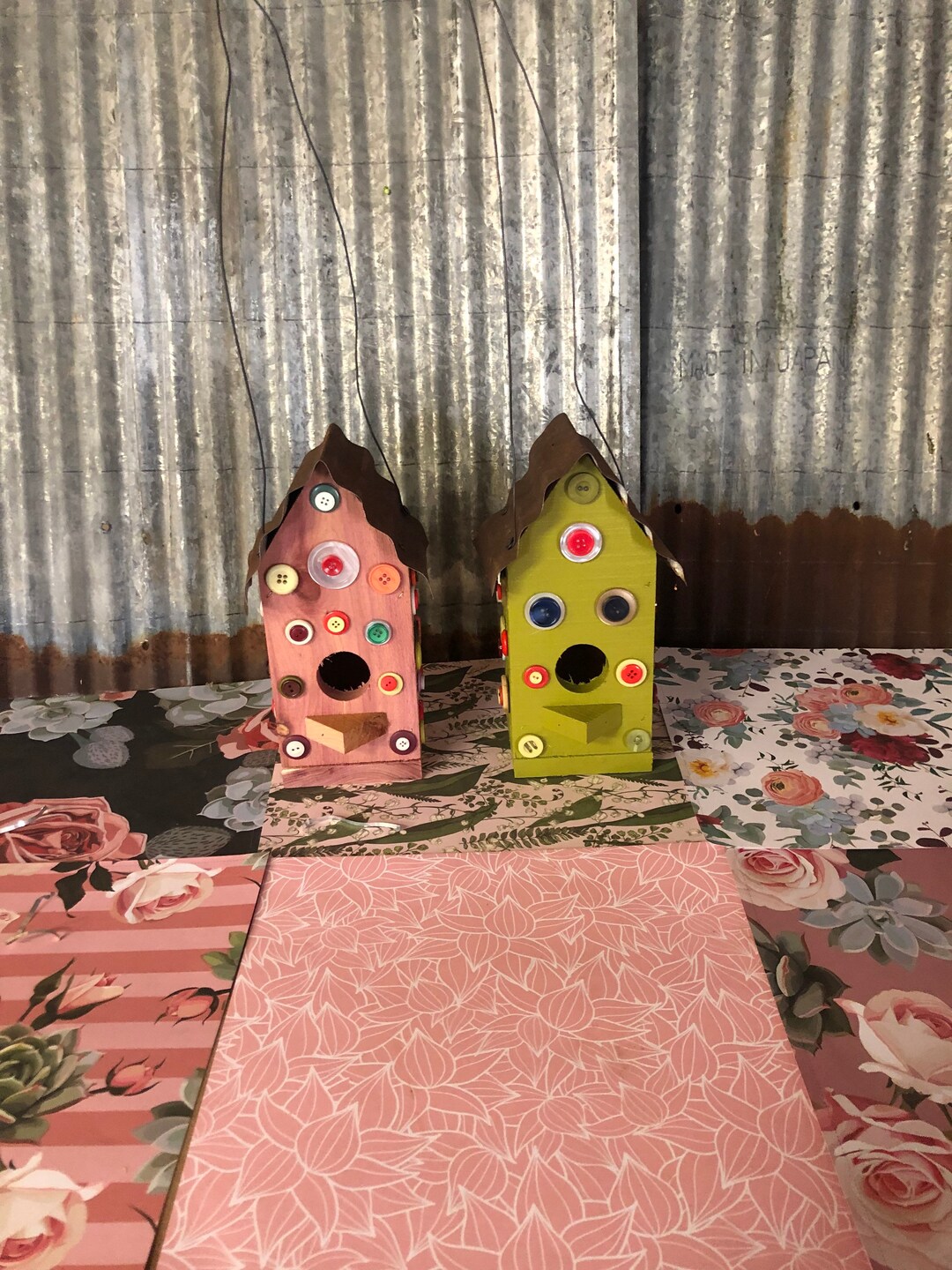 Button Birdhouses Etsy