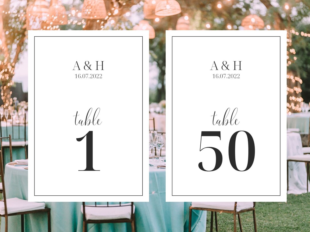 Modern Table Numbers, Canva Template, Wedding Template, Reception Table