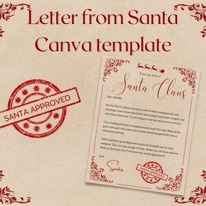 Carta de Santa, Carta de Navidad, Lista Bonita Plantilla Imprimible Editable Canva de Papá Noel Padre Claus, Lista Bonita Carta para Niños Santa