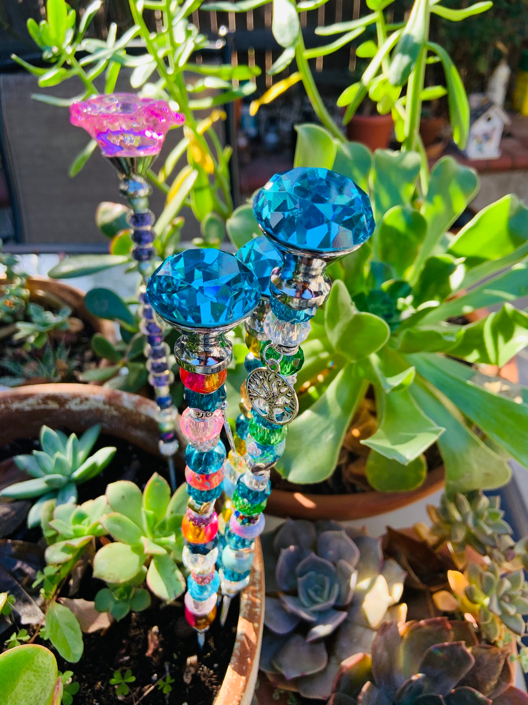 14 Turquoise Beaded Garden Fairy Stake 1 Etsy