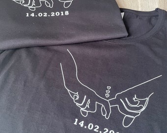 DUO Tee-shirts "couple" avec date