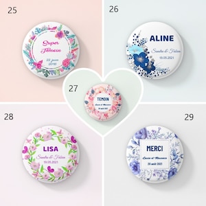 Wedding Badges (pin, mirror, bottle opener, magnet)