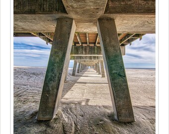 Tybee Pier:  (Fine Art Matted Print) 16x16 mat size only.