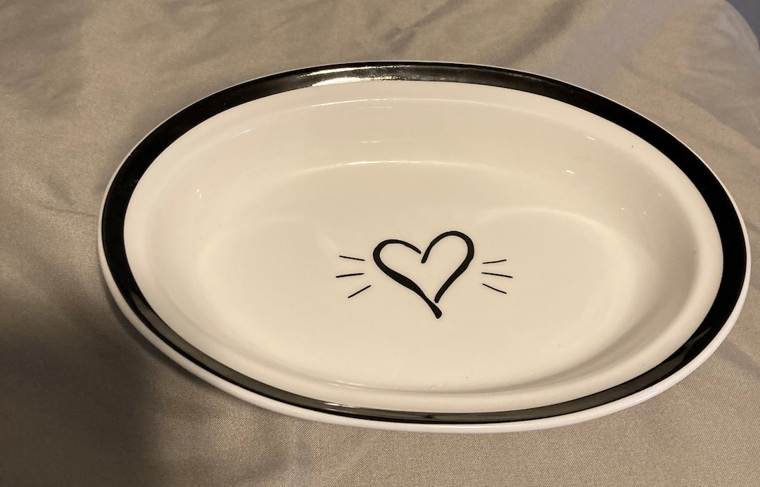 Teacup Diner Paw Prints Ceramic Cat Food Dish Etsy