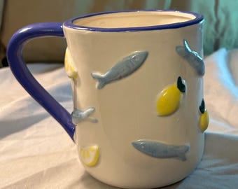 Lemons and Fishes Ceramic Coffee Mug
