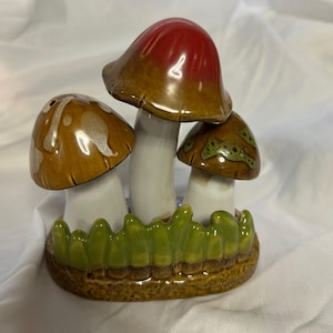 Mushroom Salt and Pepper Shakers with Stand