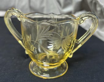 Yellow Depression Glass Open Sugar Bowl