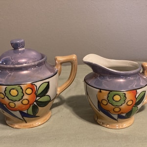 Vintage Lusterware Creamer and Sugar Bowl