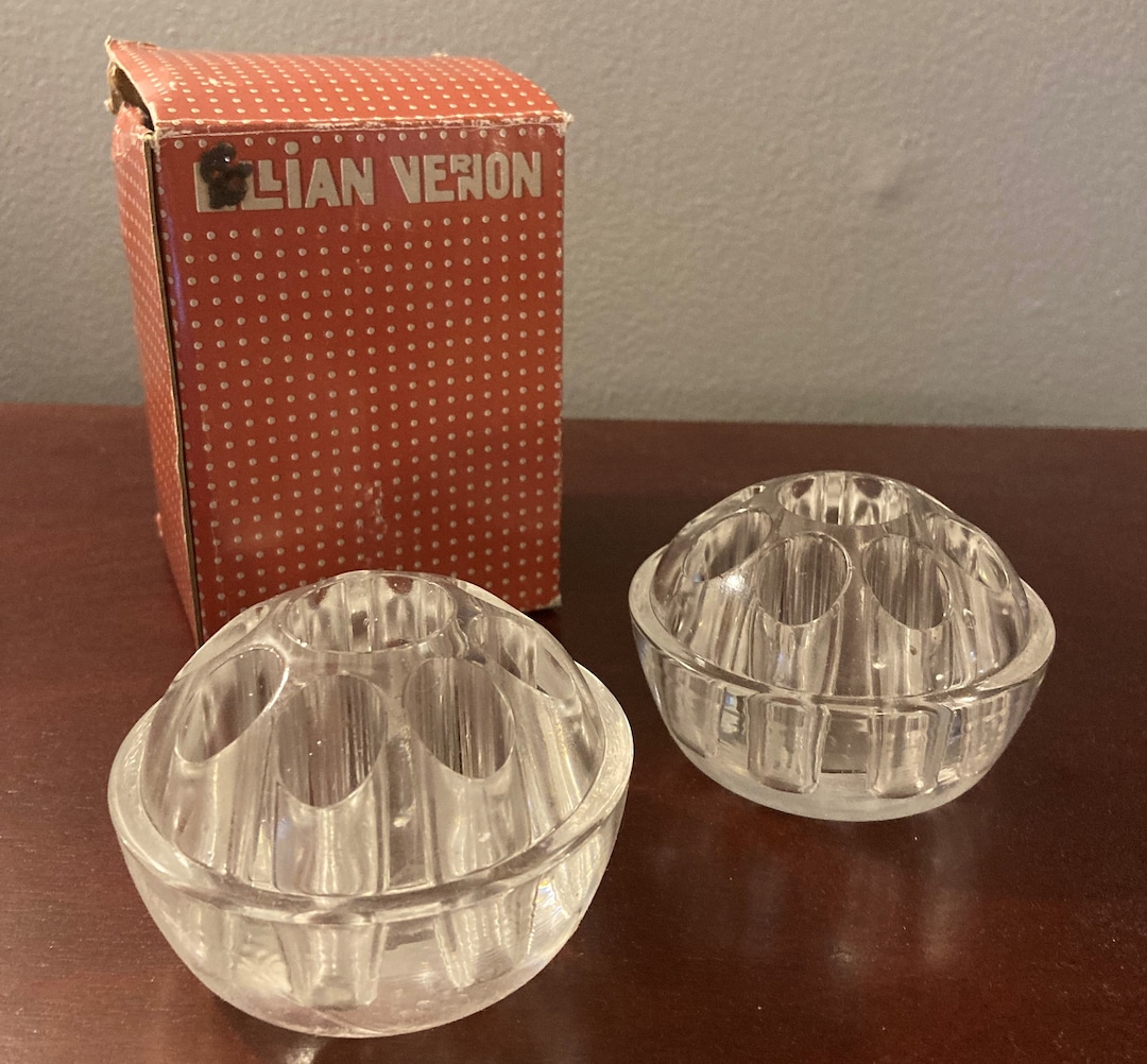 Vintage Lillian Vernon Glass Candle Holder and Flower Frog Etsy