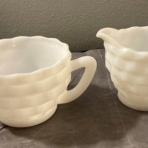 Milk Glass Creamer and Sugar Bowl