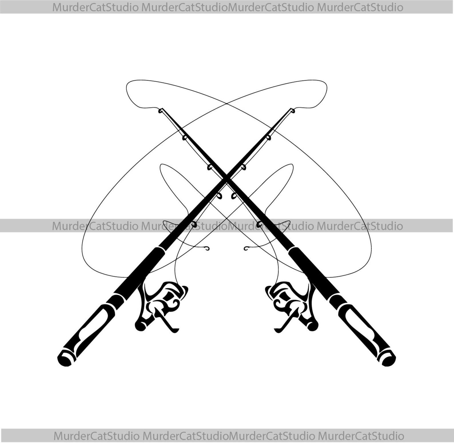 Crossed 2 Fishing Rod Pole Fish Carp Bass SportDetailed Etsy