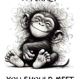 Monkey Digital Print Wall Decor Lighthearted Animal Art Charming Ape Poster Animal Illustration Joyful Monkey Print