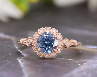 Alexandrite Ring For Women, Color Change Alexandrite Ring, Wedding Ring, Engagement Ring-Bridal Ring, Promise Ring-For Her, June Birthstone
