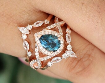 Vintage London Blue Topaz Jubiläumsring für Alexandra (nur Mittelring)