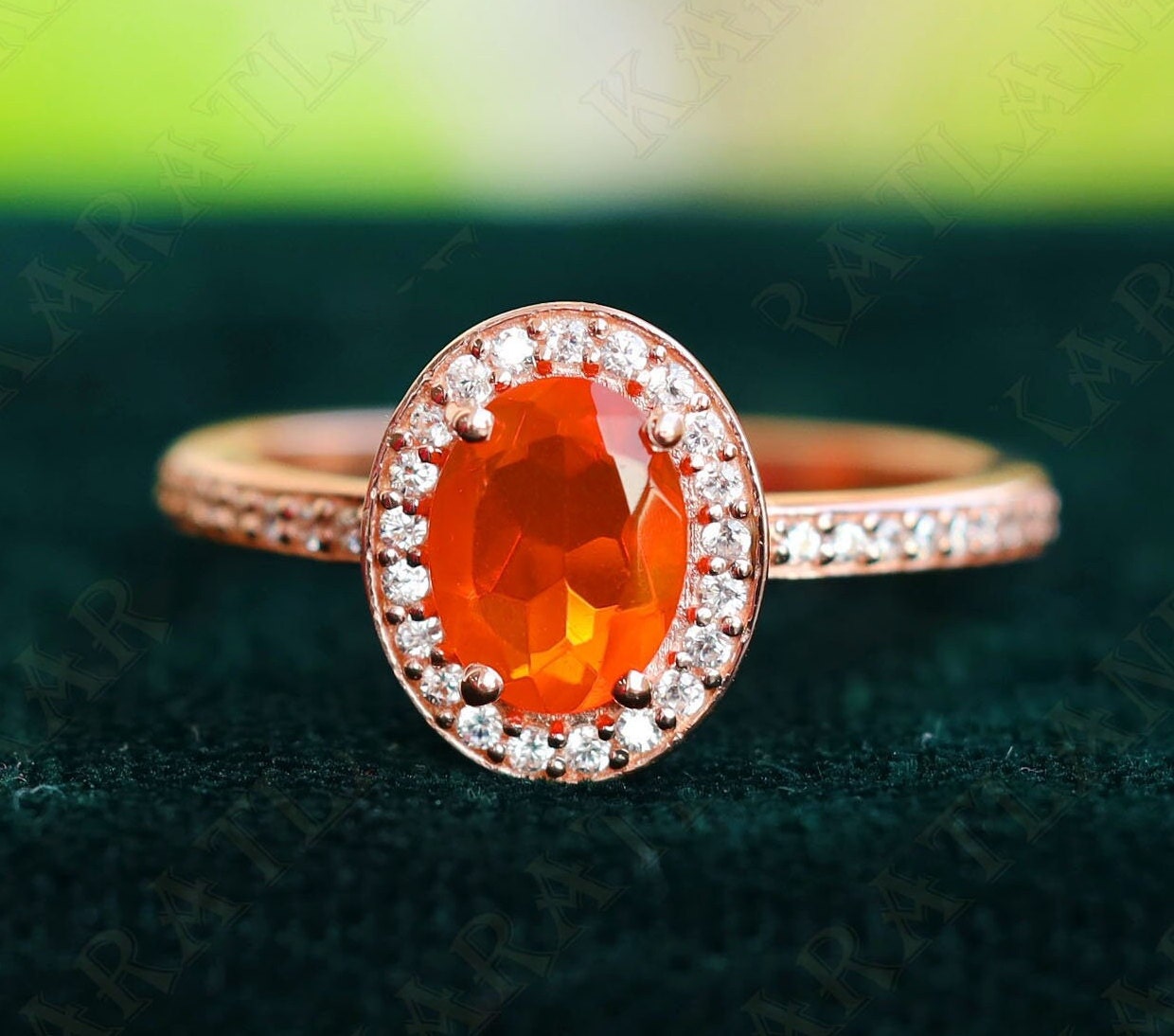Anello ovale in opale di fuoco messicano in oro rosa 14 carati e argento 925, anello di fidanzamento, anello nuziale, anello in opale di fuoco arancione, anello di promessa, regalo per amore