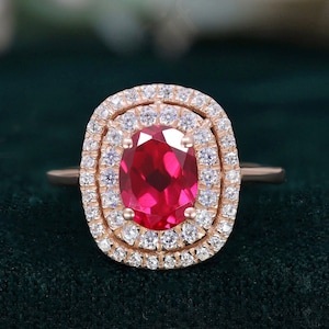 Oval Rubin Edelstein 14K Rose Gold 925 Silber Ring Verlobungsring Hochzeitsring Art Deco Ring Versprechensring Statement Ring Geburtstagsgeschenk