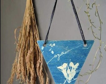 BLUE FLAG [Double Sided + Lucky Dip] - wooden bunting with cyanotype design