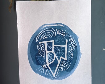 Custom SIGIL cyanotype (A6) affirmation artwork, made to order