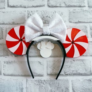 Peppermint (Interchangeable) Mouse Ears, Disney Ears, Magnetic, 3D Printed Mickey Ears, Minnie Ears, Christmas