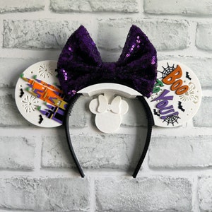 Boo To You Light Up (Interchangeable) Mouse Ears, Disney Magic Kingdom Ears, Magnetic, 3D Printed, Minnie Ears, Castle Ears, Halloween