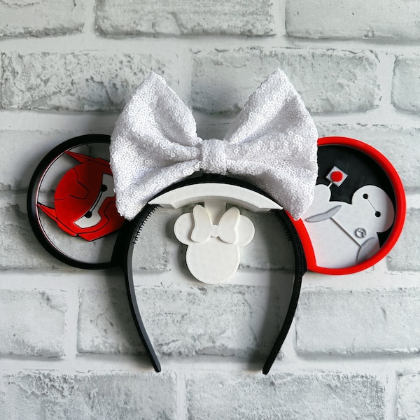 Robot Hero (Interchangeable) Mouse Ears, Baymax, big hero 6, Disney Ears, Magnetic, 3D Printed Mickey Ears, Minnie Ears