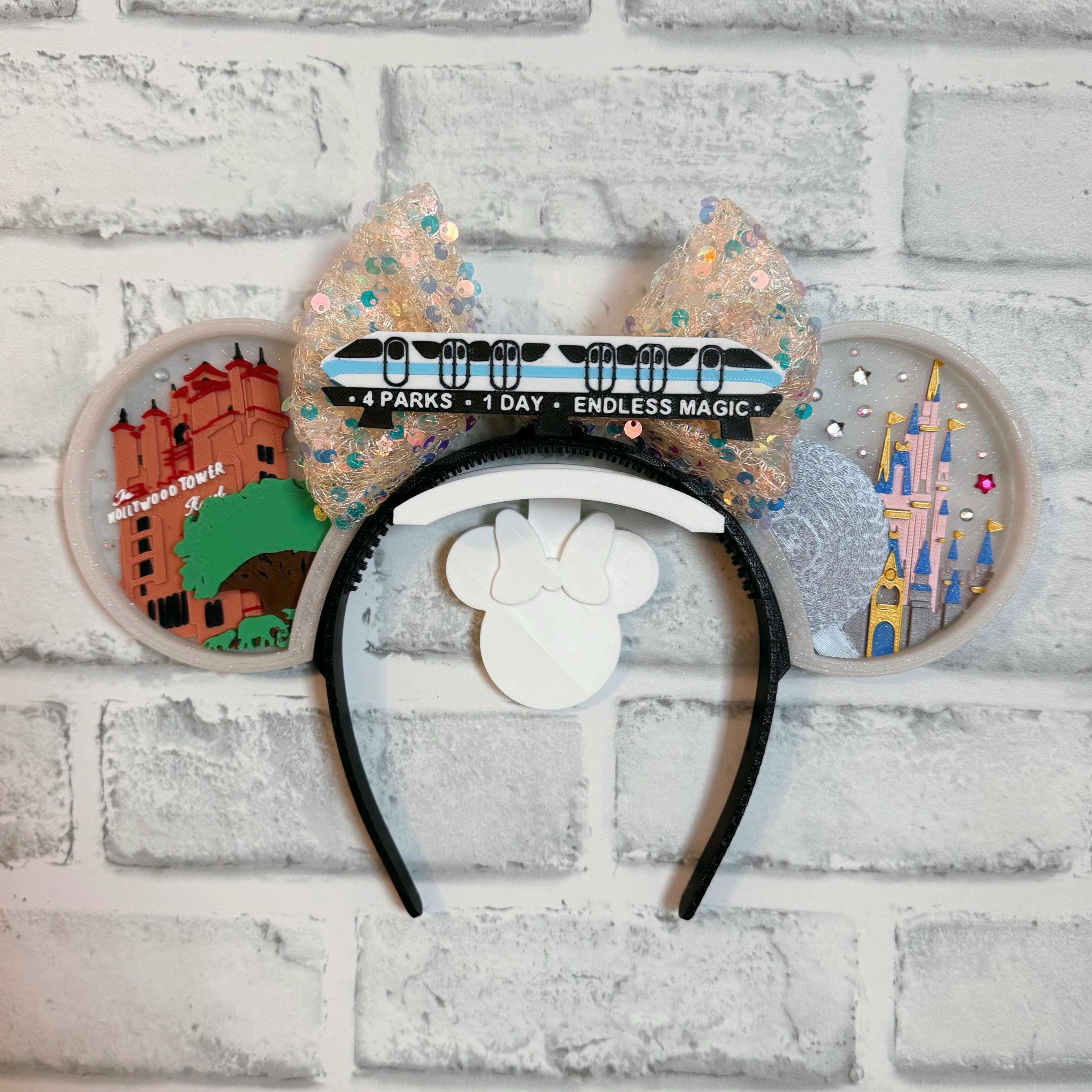 Park Hop Princess Interchangeable Ears, Magic Kingdom, Epcot, Animal Kingdom, Hollywood Studios, Monorail, 3D printed, Magnetic, mouse Ears,