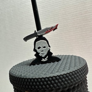 Michael Myers Straw Topper, Horror Movie, Straw Buddy, Halloween, Tumbler Accessories