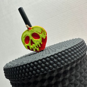 Poison Apple Straw Topper, Snow White, Evil Queen, Straw Buddy, Halloween, Tumbler Accessories
