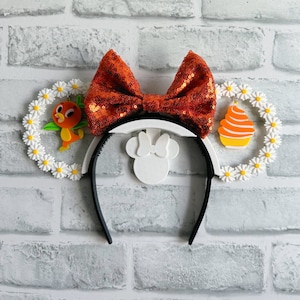Sunshine Citrus Mouse Ears: Orange Bird, Flower Garden, 3D Printed