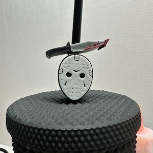 Jason Mask Straw Topper, Straw Buddy, Tumbler Accessories, Halloween, Jason, Horror Movie, Freddy VS Jason