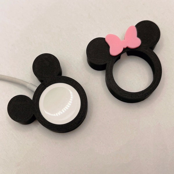 Mickey & Minnie Apple Watch Charger Buddy, Charger Dock, Charger Case, Charger Cover, 3D Printed
