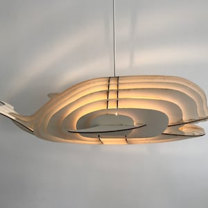 Deckenlampe Pottwal "Cachalot", WHALE - Ceiling Chandelier. Wooden pendant light. Lighting . Hanging lamp. Wooden gift. DIY Kit