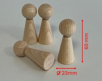 Game cone, figure cone, game figures, wooden cone blank 23 x 60 mm